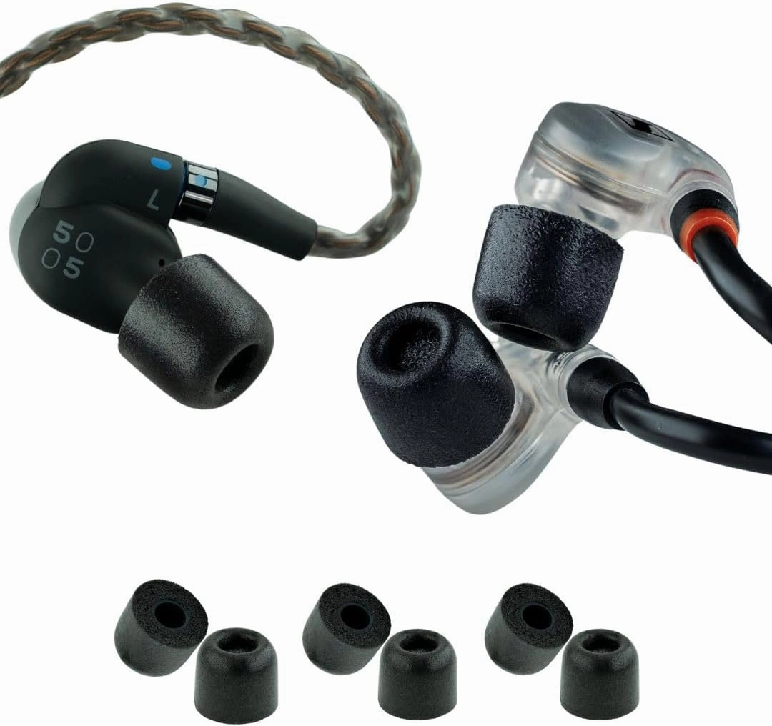 Comply 500 Core Series | Memory Foam Replacement IEM Ear Tips for KZ, Moondrop, FiiO Sennheiser & More | Superior Noise Isolation, Ultimate Comfort, Secure Fit | Variety, Black, Small (3 Pairs)
