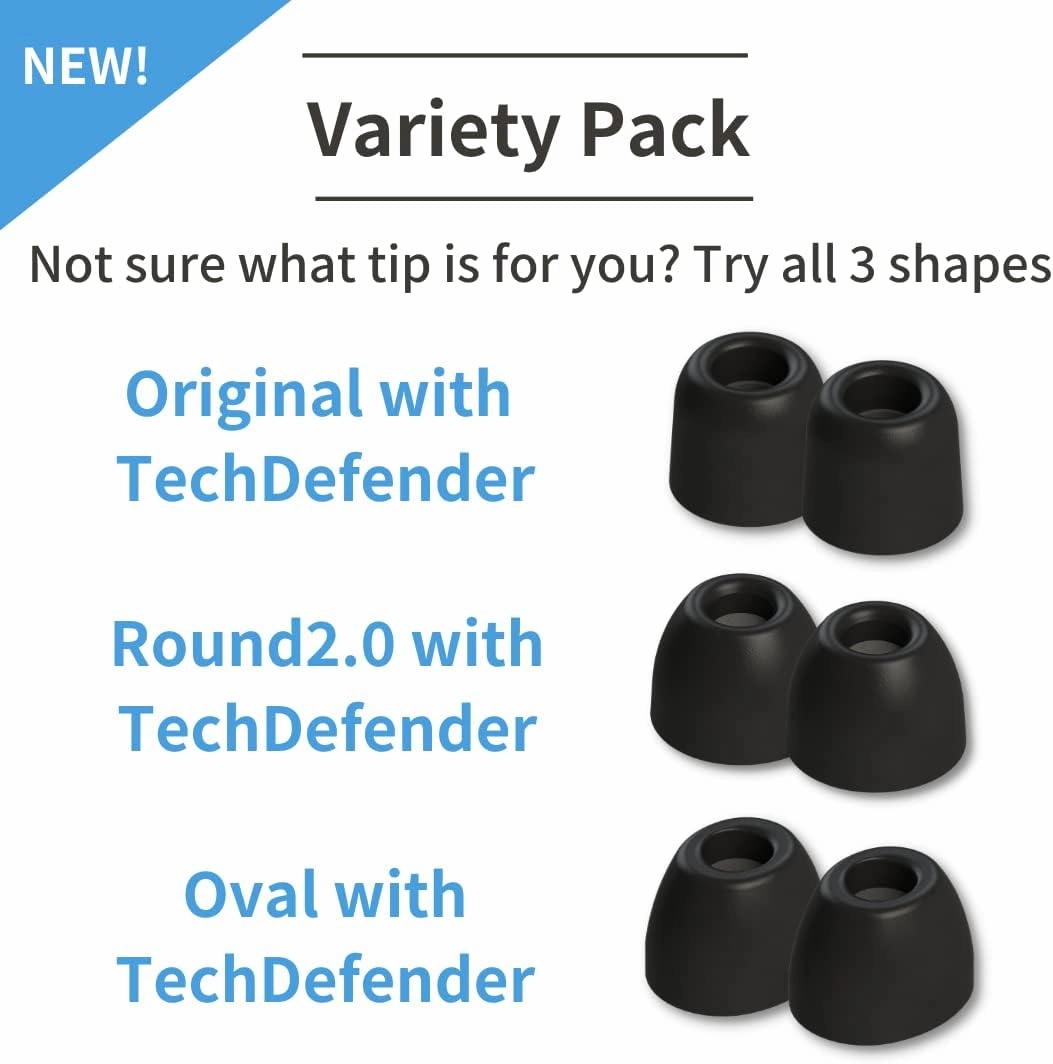 Comply SmartCore | Memory Foam Replacement IEM Ear Tips for Most Wired Devices | Superior Noise Isolation, Ultimate Comfort, Secure Fit | Variety, Black, Medium (3 Pairs)