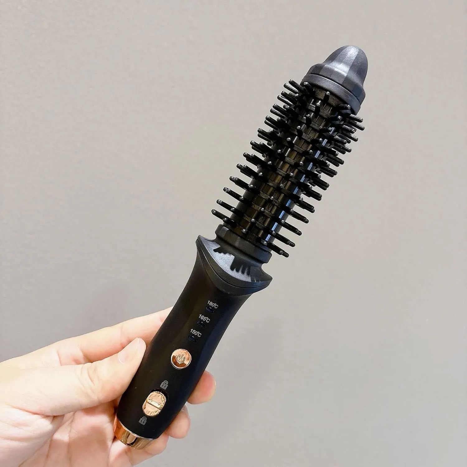 Cordless Hair Curling Iron Brush, Mini Hot Straightener Comb for Short Hair Travel Size Portable Curling Wand & Hair Curler 1.7″ Heated Round Brush USB Temperature Adjustable, Black
