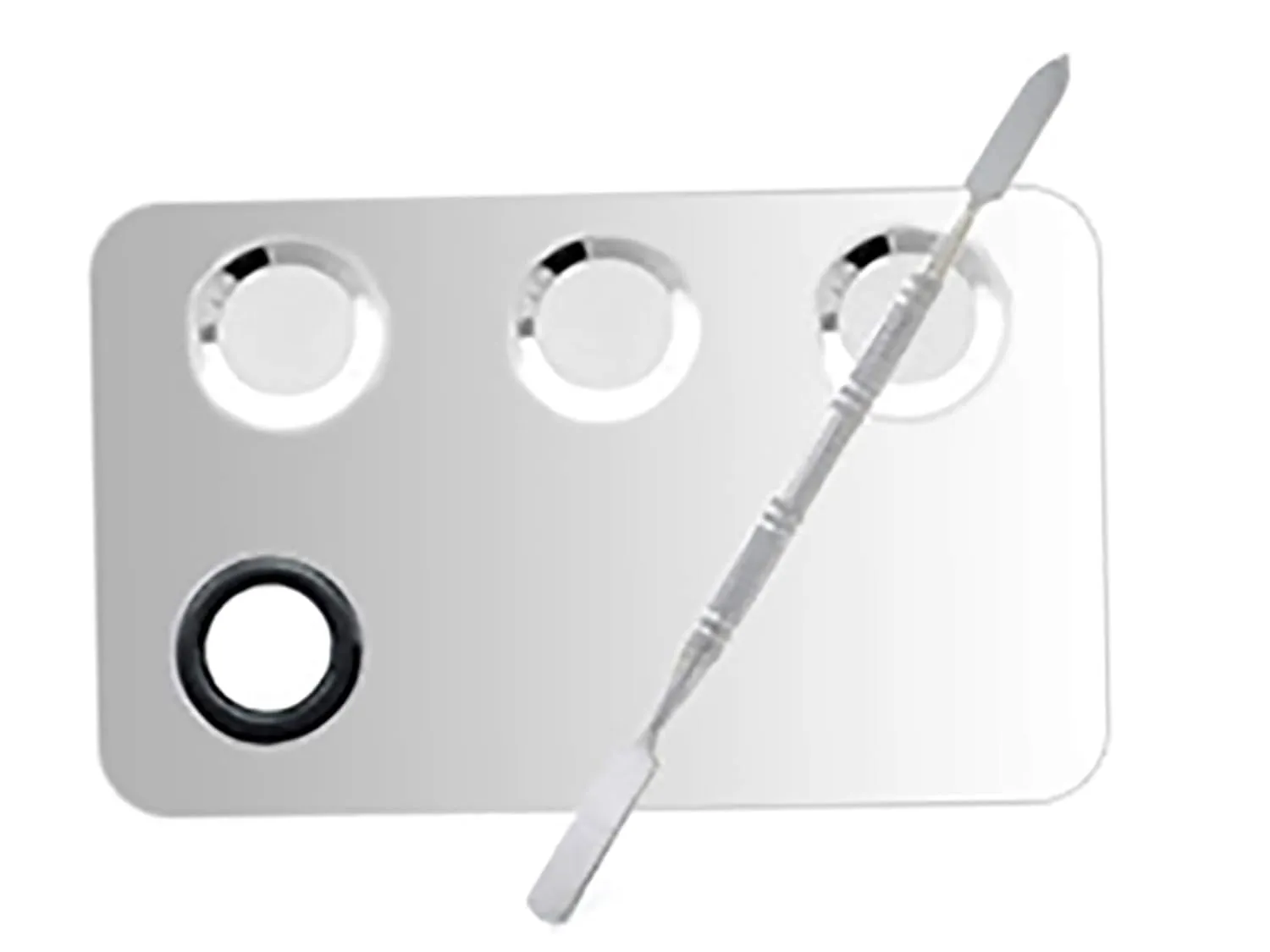 Cosmetic Makeup Palette Stainless Steel Makeup Palette Spatula Tool Square-shaped Makeup Palette for Nail Art Eye Shadow Eyelash Makeup,Silver,Pack of 2