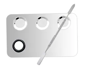 Cosmetic Makeup Palette Stainless Steel Makeup Palette Spatula Tool Square-shaped Makeup Palette for Nail Art Eye Shadow Eyelash Makeup,Silver,Pack of 2