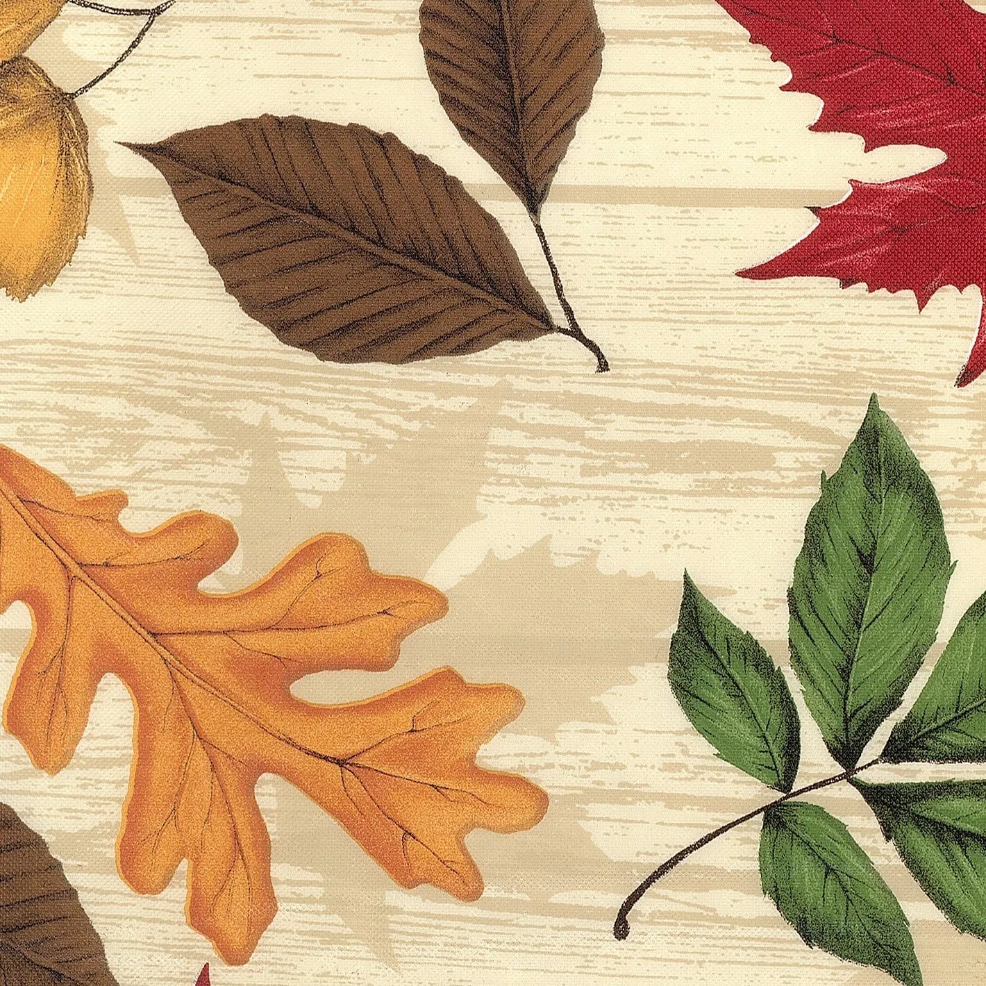 Covers For The Home Deluxe Elastic Edged Flannel Backed Vinyl Fitted Table Cover - All-Over Leaves Pattern - Small Round Oblong Oval - Fits Tables up to 40" - 44" Diameter