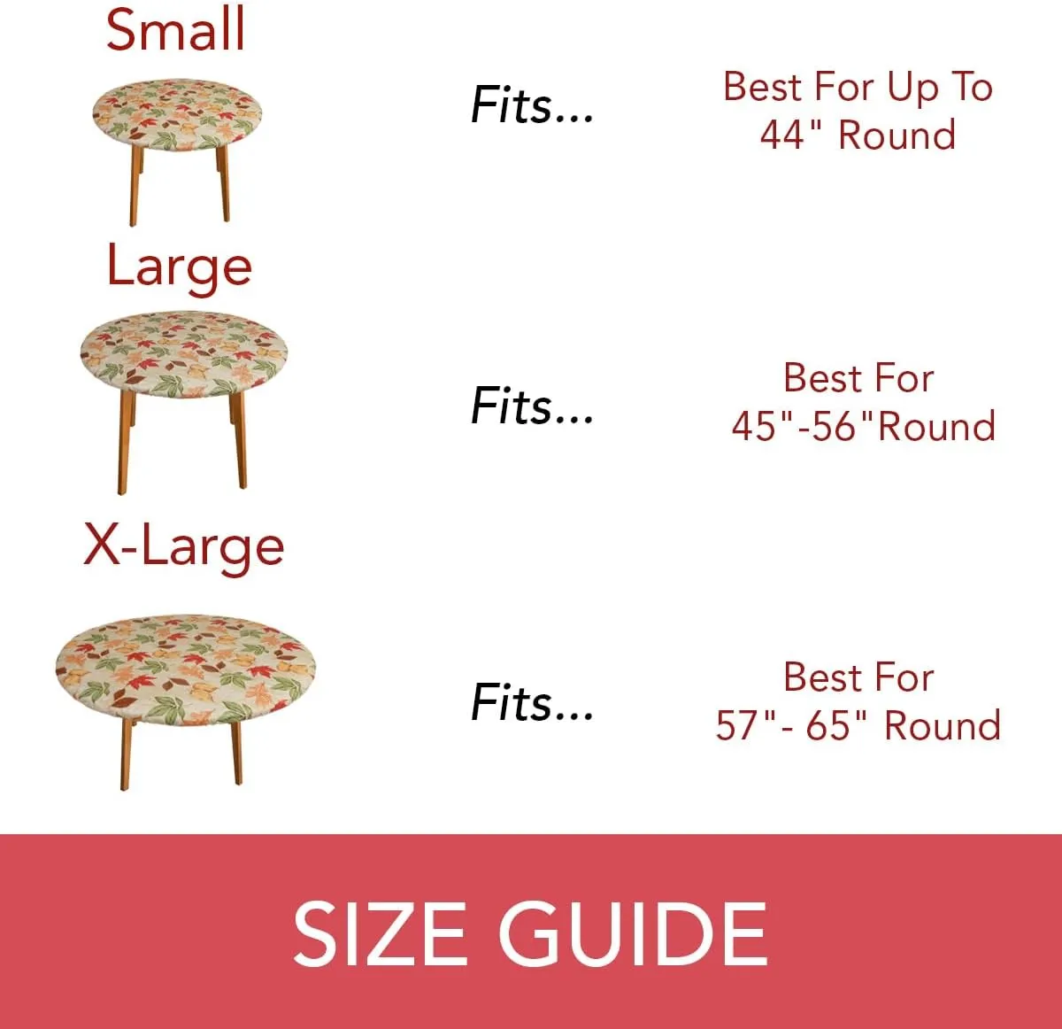 Covers For The Home Deluxe Elastic Edged Flannel Backed Vinyl Fitted Table Cover - All-Over Leaves Pattern - Small Round Oblong Oval - Fits Tables up to 40" - 44" Diameter