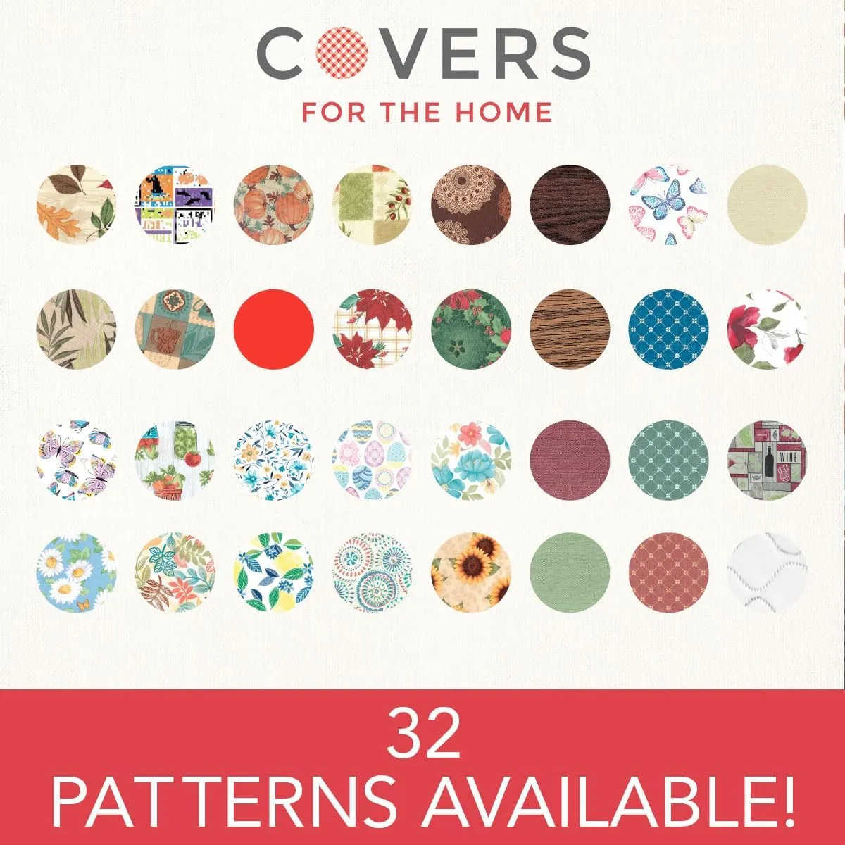 Covers For The Home Deluxe Elastic Edged Flannel Backed Vinyl Fitted Table Cover - Antique Fruit Pattern - Small Round Oblong Oval - Fits Tables up to 40" - 44" Diameter