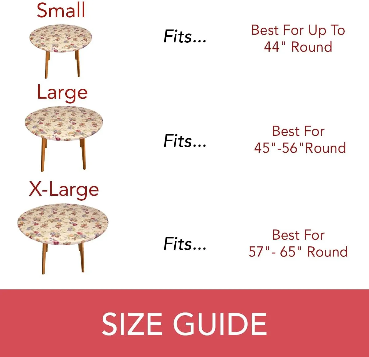 Covers For The Home Deluxe Elastic Edged Flannel Backed Vinyl Fitted Table Cover - Antique Fruit Pattern - Small Round Oblong Oval - Fits Tables up to 40" - 44" Diameter
