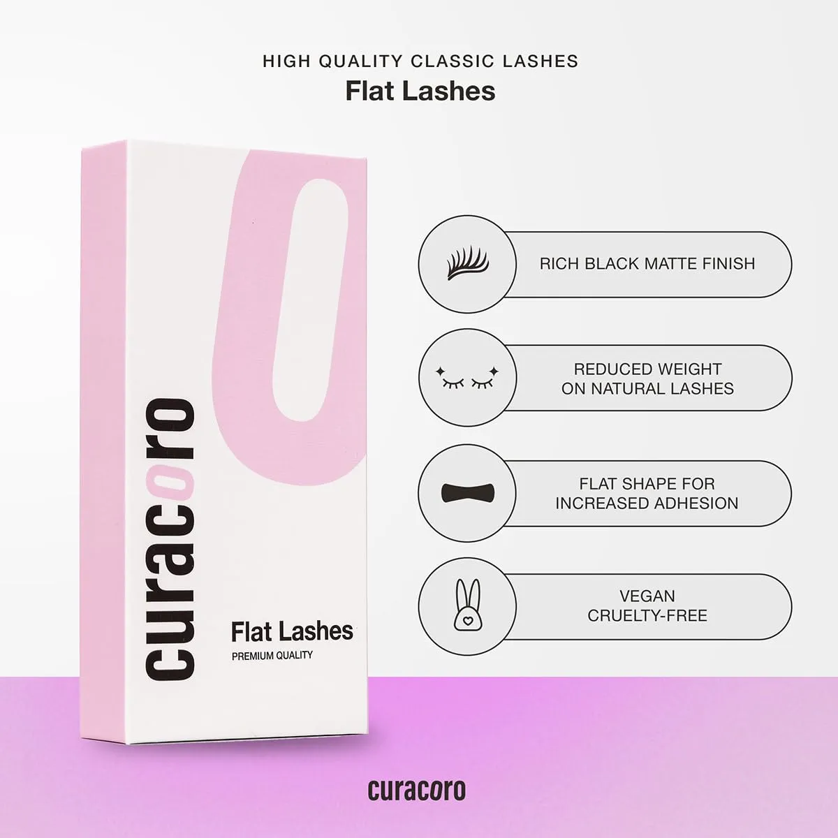 Curacoro Eclipse Flat Eyelashes Extension - Mixed 8-15mm Flat Eyelash Extension Supplies Light Lashes | Individual Eyelashes Salon Use | Black Mink False Lashes