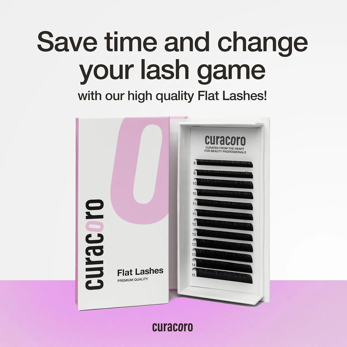 Curacoro Eclipse Flat Eyelashes Extension - Mixed 8-15mm Flat Eyelash Extension Supplies Light Lashes | Individual Eyelashes Salon Use | Black Mink False Lashes