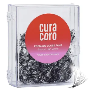 Curacoro Promade 500 Fans - 3D to 16D Handmade Volume Lash Fans, C CC D DD L M Curls, Thickness 0.03~0.1mm, 8–20mm Length, Long-Lasting Eyelash Extension Fans (10D-0.03 CC, 11mm)