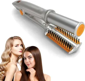 Curling Iron Wand for Hair Curling and Straighting, 2 in1 Hair Curler Straighter Rotating Iron, Dry and Wet Styling Tool, Travel for Girls Women
