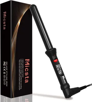 Curling Wand Long Barrel 1 Inch for Short & Long Hair, Micsta Curling Iron Hot Styling Tools Ceramic Coated for Beach Waves,Negative Ions Thick Black Hair Wand Curler, Temp Adjustable & Dual Voltage