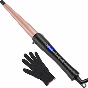 Curling Wand,Ewopas Professional Ceramic Tapered Curling Iron 1-1/2 inch, LCD Display,Wand Curler with Adjustable Temperature100°C to 230°C for All Hair Type
