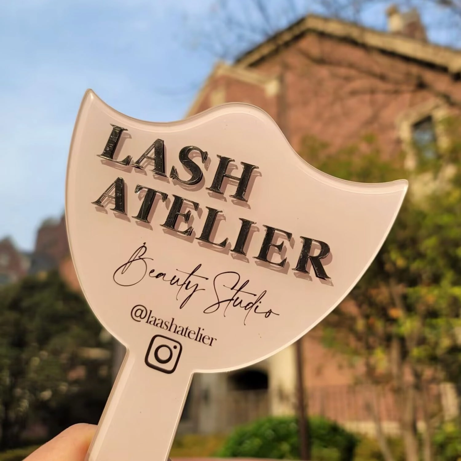 Custom Mirror Prop, Custom Beauty Technician Social Media Prop, Handheld Mirror Social Media Prop, Aesthetics Props, Salon Decor, Mirrors for Lash Techs(Black)
