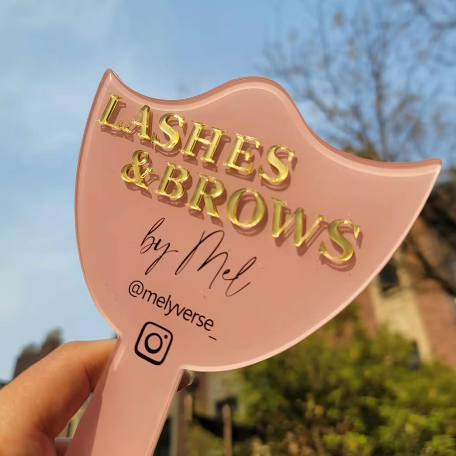 Custom Mirror Prop, Custom Beauty Technician Social Media Prop, Handheld Mirror Social Media Prop, Aesthetics Props, Salon Decor, Mirrors for Lash Techs(Black)