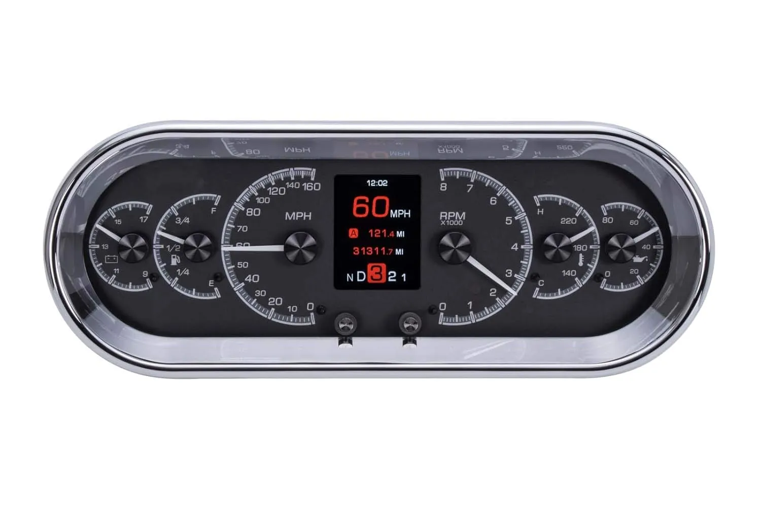 Dakota Digital Universal Recessed Oval Analog Gauges System Kit Black HDX-2018-K