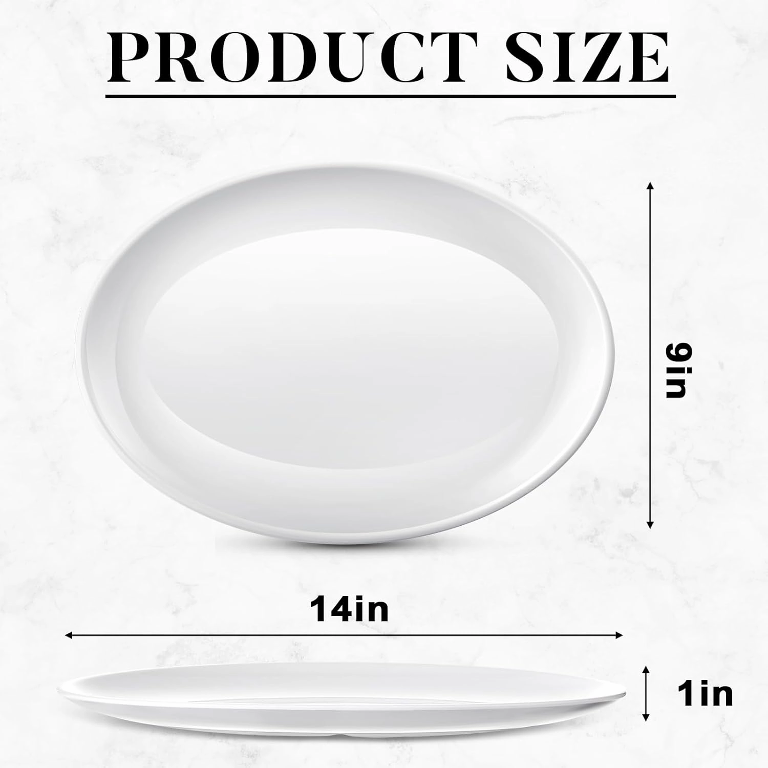 Dandat 24 Pcs 14 Inch Large Serving Platters Oval Trays White Plates Serving Dish for Wedding Party Restaurant Home Steak, Taco, Sushi, Appetizer, Cake