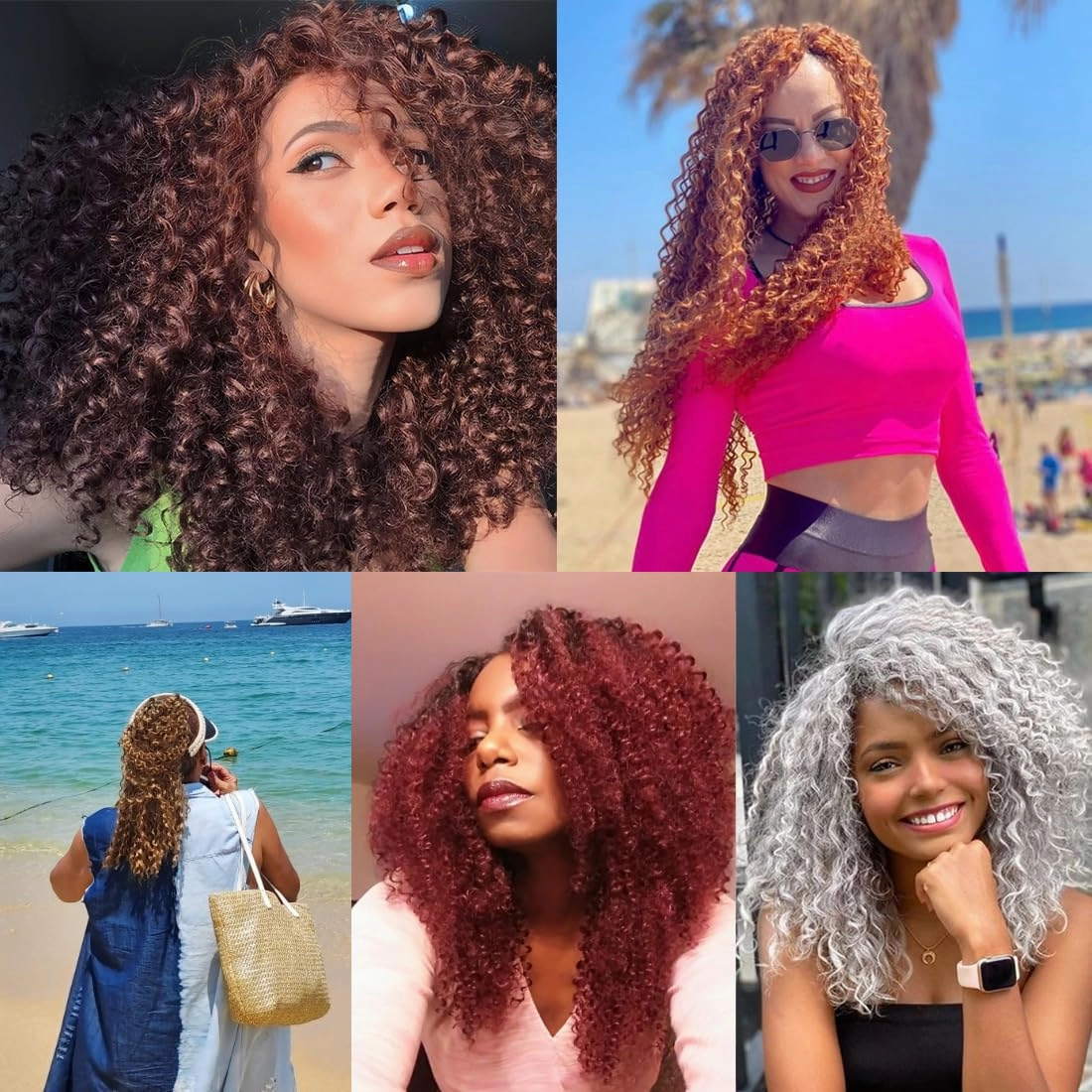 Dark Grey Afro Kinky Curly Synthetic Hair Weave 4 Bundles 16 18 18 20 Inches Jerry Curl Synthetic Hair Weft Extensions(Color Grey)