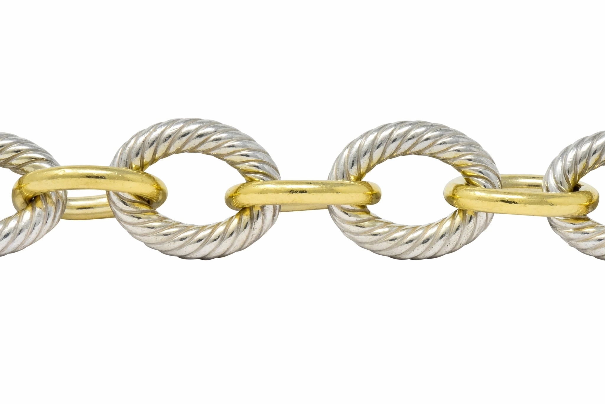 David Yurman 18 Karat Gold Extra Large Oval Sterling Silver Link Bracelet