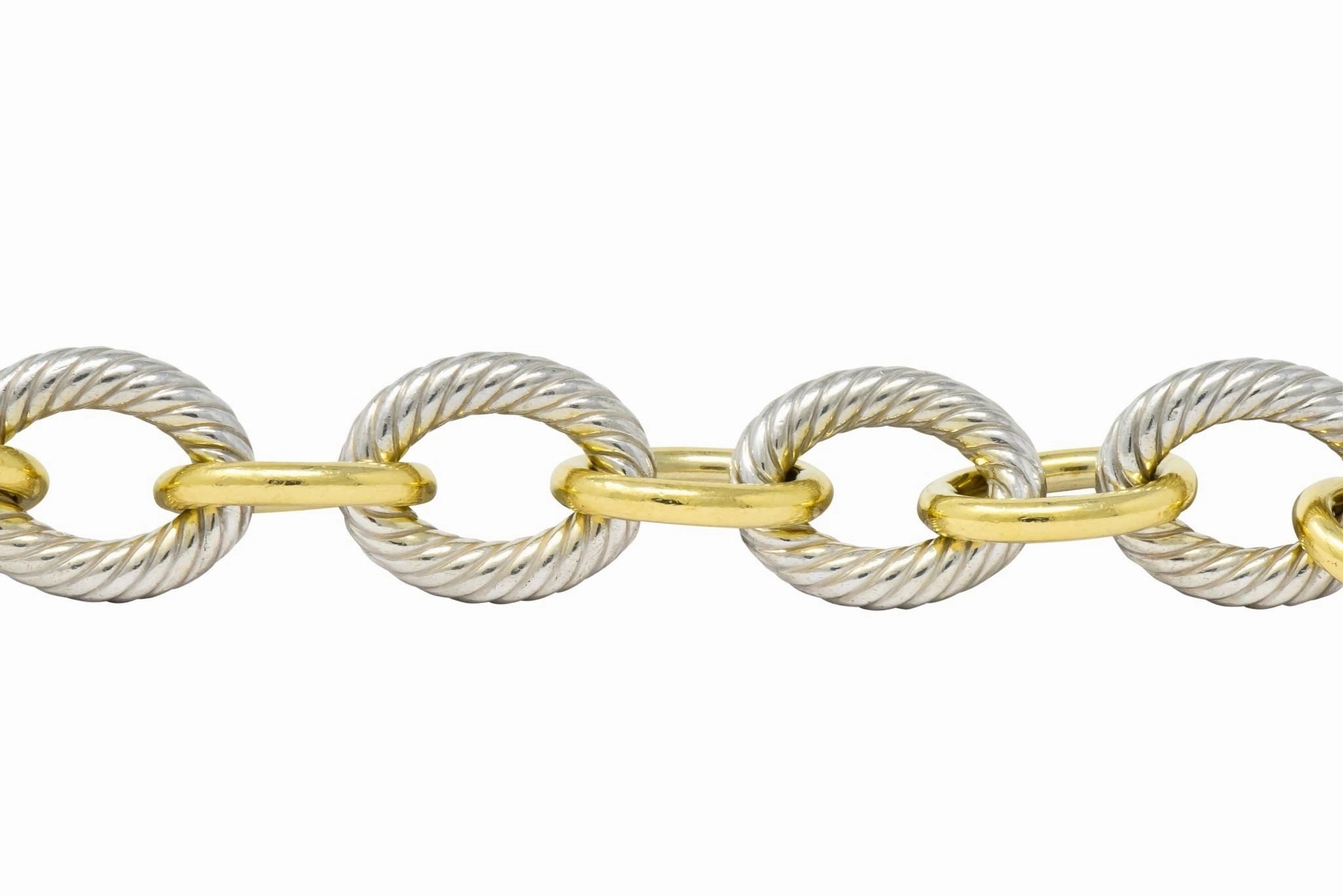 David Yurman 18 Karat Gold Extra Large Oval Sterling Silver Link Bracelet
