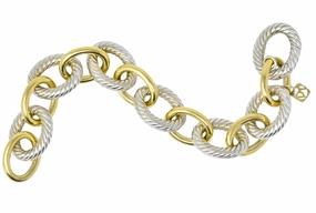 David Yurman 18 Karat Gold Extra Large Oval Sterling Silver Link Bracelet