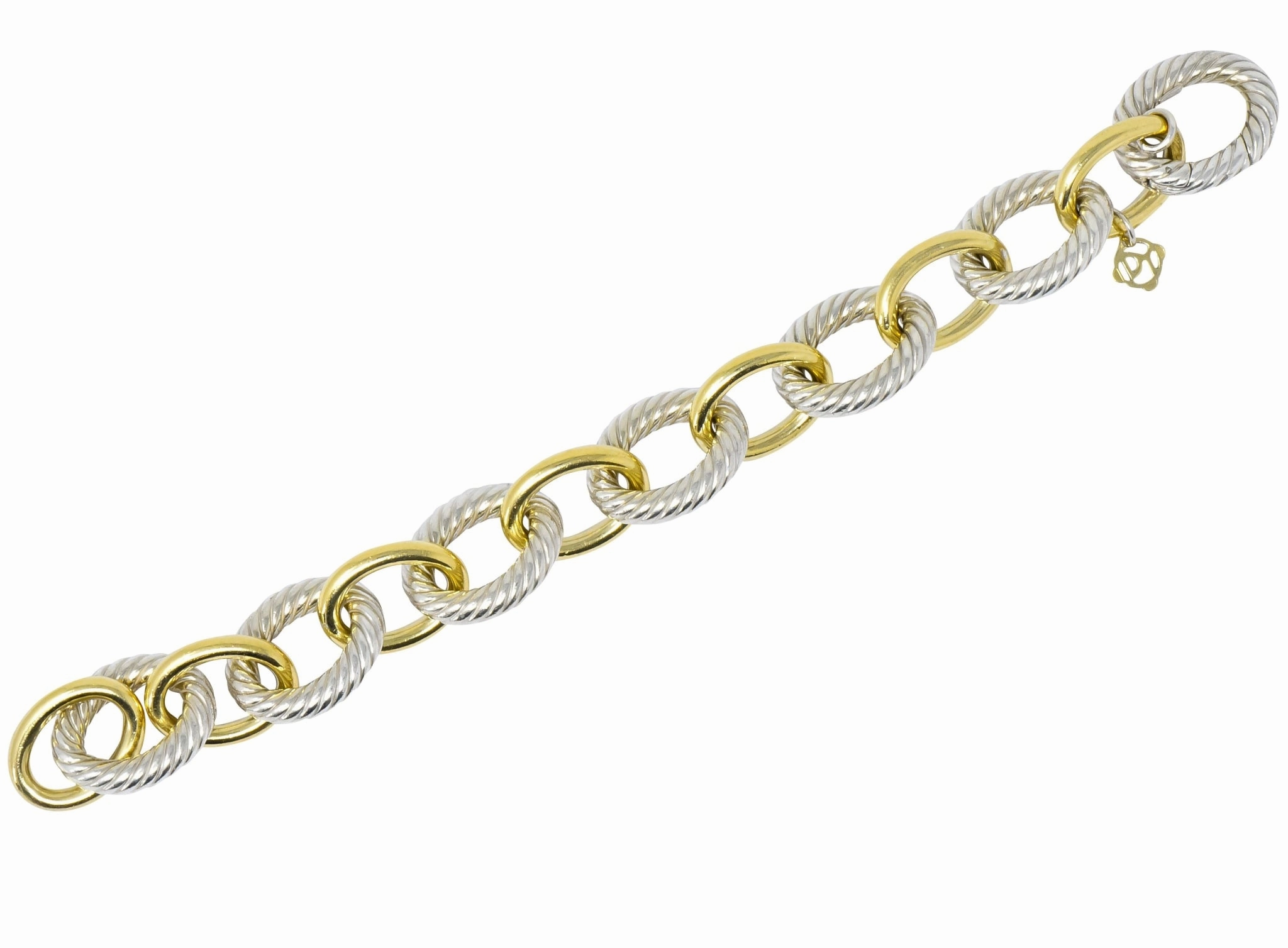 David Yurman 18 Karat Gold Extra Large Oval Sterling Silver Link Bracelet