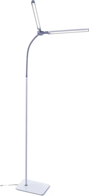 daylight DuoLamp Floor LED Lamp - 6,000K, 2,090 Lux at 30cm, 4 Brightness Levels, Adjustable Arm, Slim Design, Perfect for Eyelash, Eyebrow, Tattooing, Salon Services - White