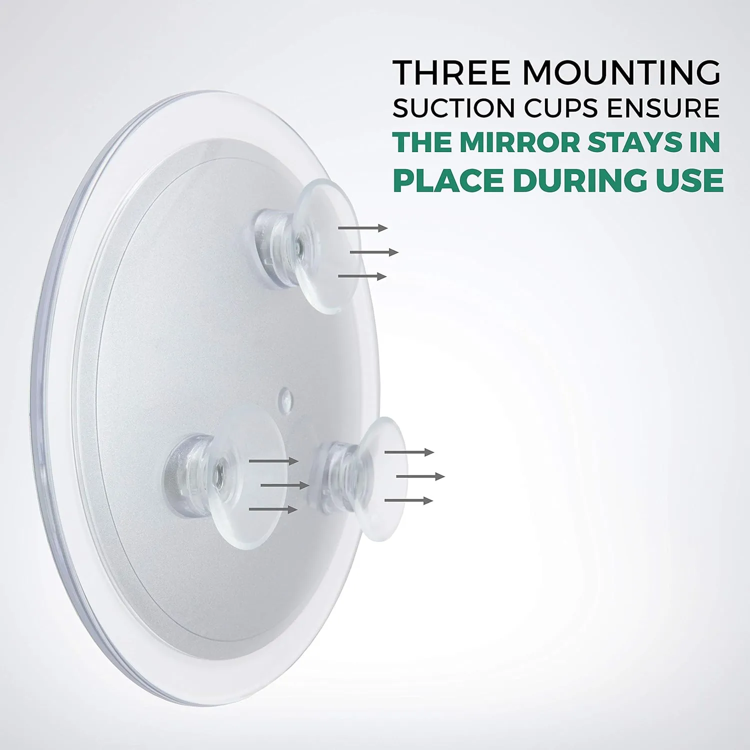 DB TECH Large 10-Inch Suction Cup 5X Magnifying Mirror with Precision Tweezers w/Rubberized Grips, Triple Suction Cups for Lasting Hold on Most Flat Surfaces