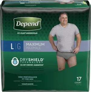 Depend FIT-FLEX Adult Underwear Pull On Large Disposable Heavy Absorbency, 47926 - Case of 34