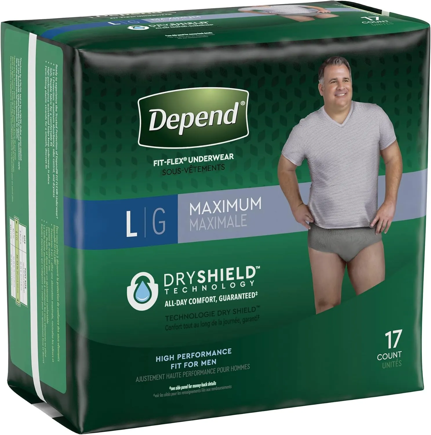 Depend FIT-FLEX Adult Underwear Pull On Large Disposable Heavy Absorbency, 47926 - Case of 34