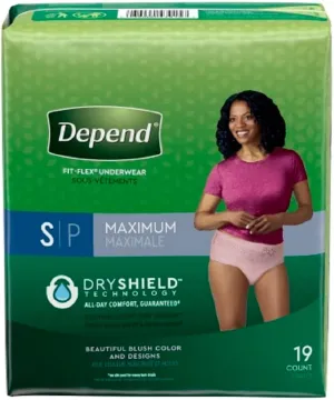 Depend FIT-FLEX Adult Underwear Pull On Small Disposable Heavy Absorbency, 47915 - Case of 38