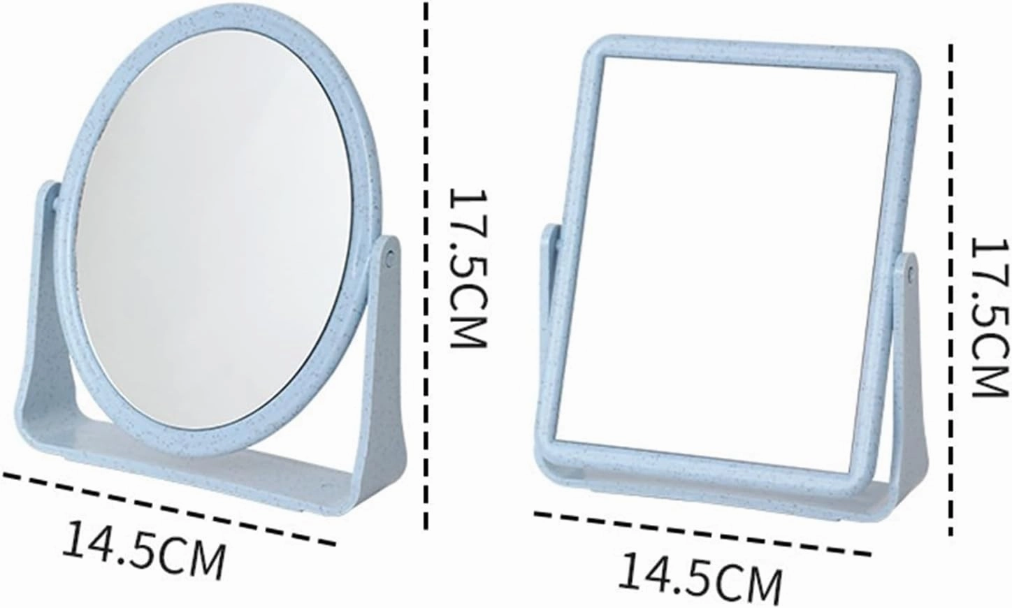 Desktop Makeup Mirror Double-Sided Rotating Desktop Wheat Straw Makeup Mirror Large Square Mirror