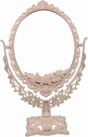 Desktop Makeup Mirror Retro Oval Shape Double-Sided Rotating for Home Decor Ideal for