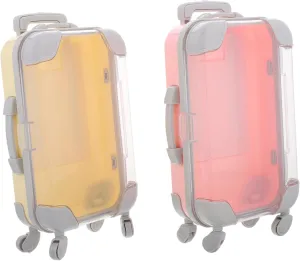 Didiseaon Mini Suitcase Eyelash Storage Box Clear Plastic Travel Case for False Eyelashes Portable Cosmetic Holder for Glue and Packaging Compact Container