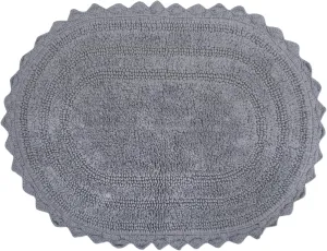 DII Crochet Collection Reversible Bath Mat, Large Oval, 21x34, Gray