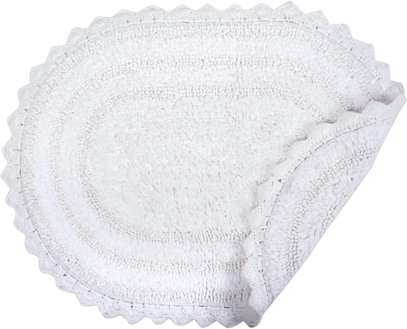 DII Crochet Collection Reversible Bath Mat, Large Oval, 21x34, White