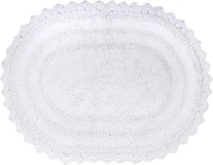 DII Crochet Collection Reversible Bath Mat, Large Oval, 21x34, White
