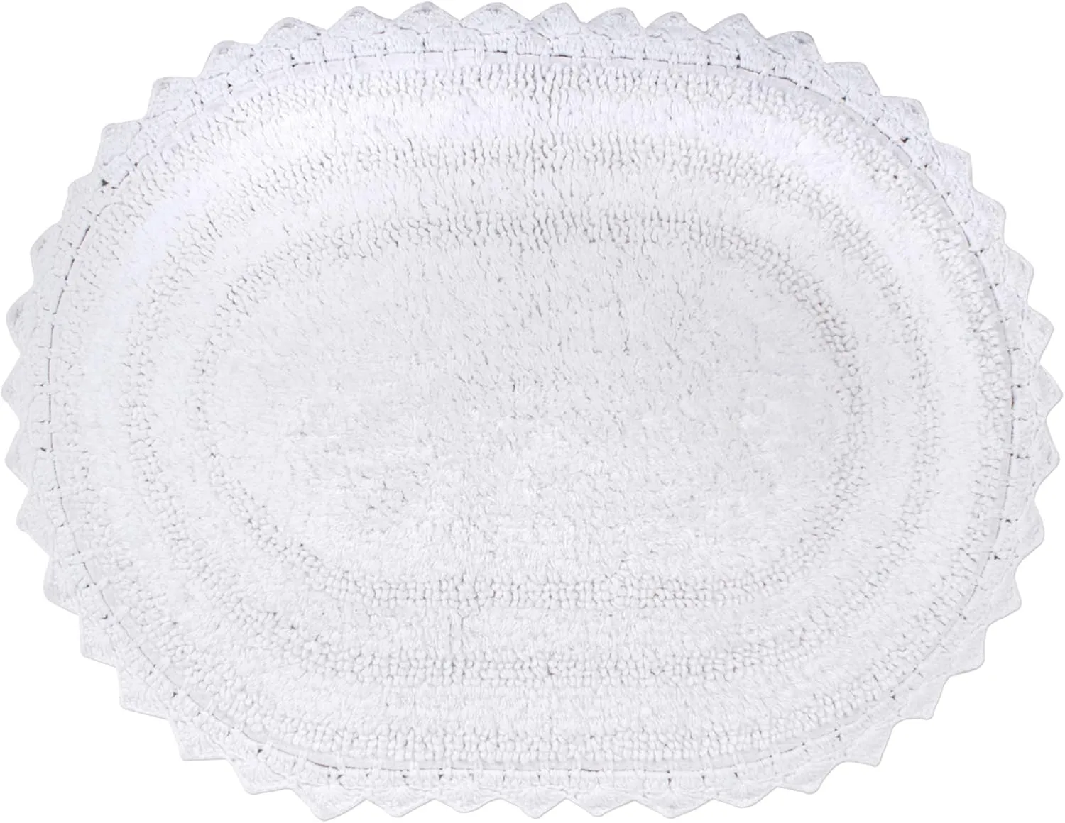 DII Crochet Collection Reversible Bath Mat, Large Oval, 21x34, White