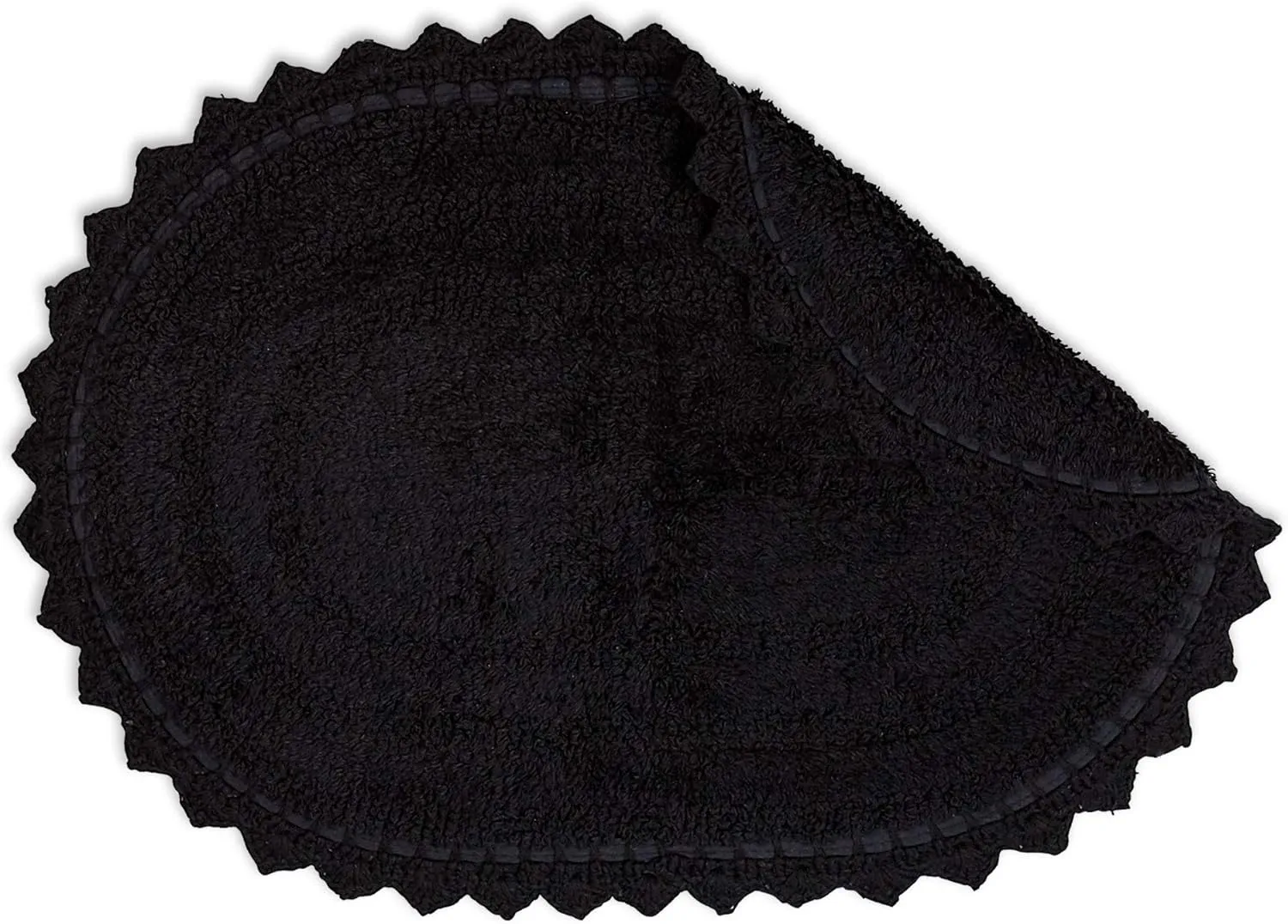 DII Crochet Collection Reversible Bath Mat, Small Oval, 17x24, Black