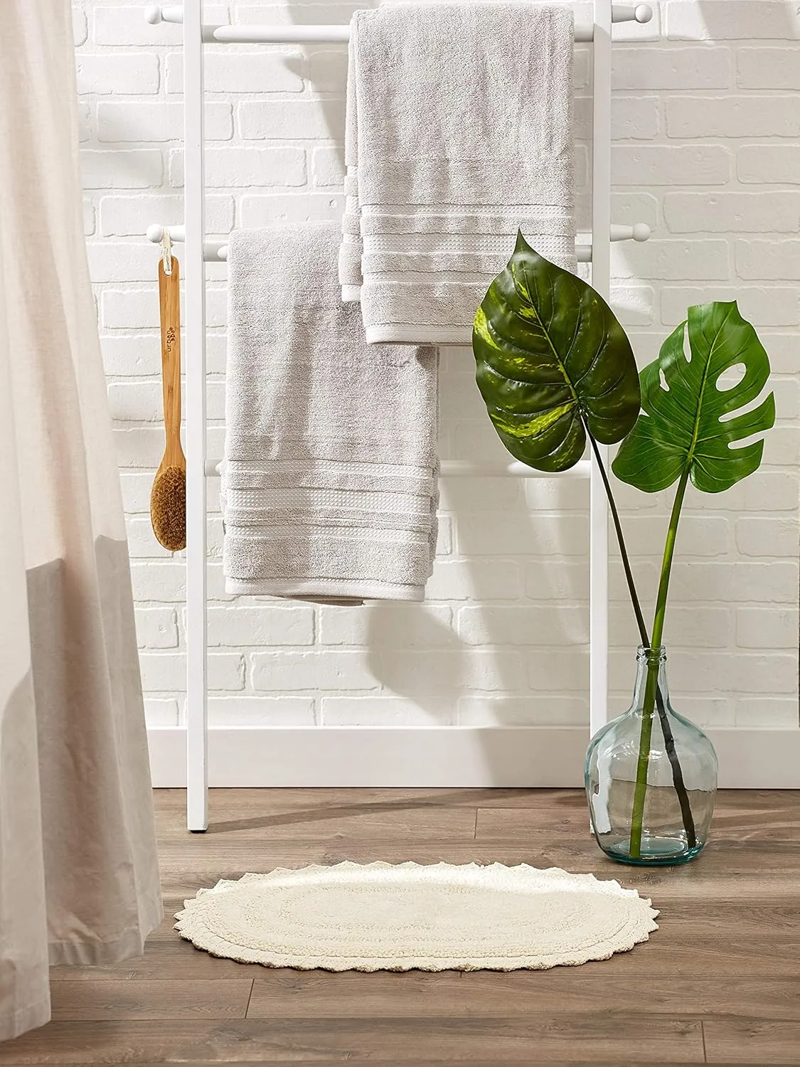 DII Crochet Collection Reversible Bath Mat, Small Oval, 17x24, Off-White