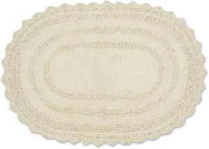 DII Crochet Collection Reversible Bath Mat, Small Oval, 17x24, Off-White