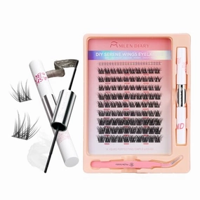 DIY Eyelash Extension Kit,114pcs 10-16mm Lash Cluster With Lash Bond and Seal Remover, Tweezers, Individual D Curl Manga Cluster Lashes, Natural Look, Hyacinth