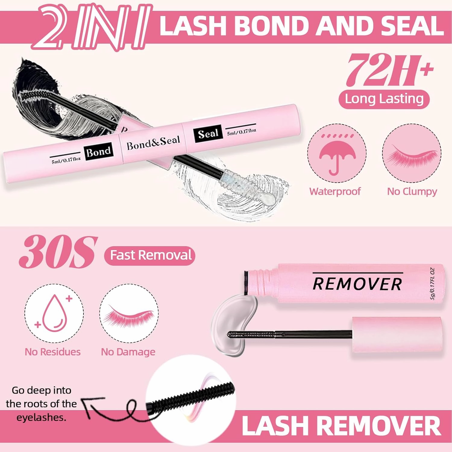 DIY Lash Extension Kit 782Pcs D Curl 4 styles Individual Lash with Bottom Lash Clusters Lash Bond and Seal,Quick Glue Remover Tweezers Eyelash Brush Mini Applicator (LASH001)