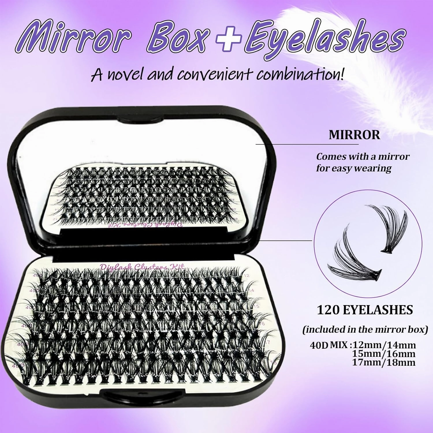 DIY Lash Extension Kit 840Pcs D Curl Individual Lash Clusters Eyelashes Extension Set with Mirror Lash Storage Box Lash Bond&Seal Glue Remover Tweezers Lash Brush Applicator