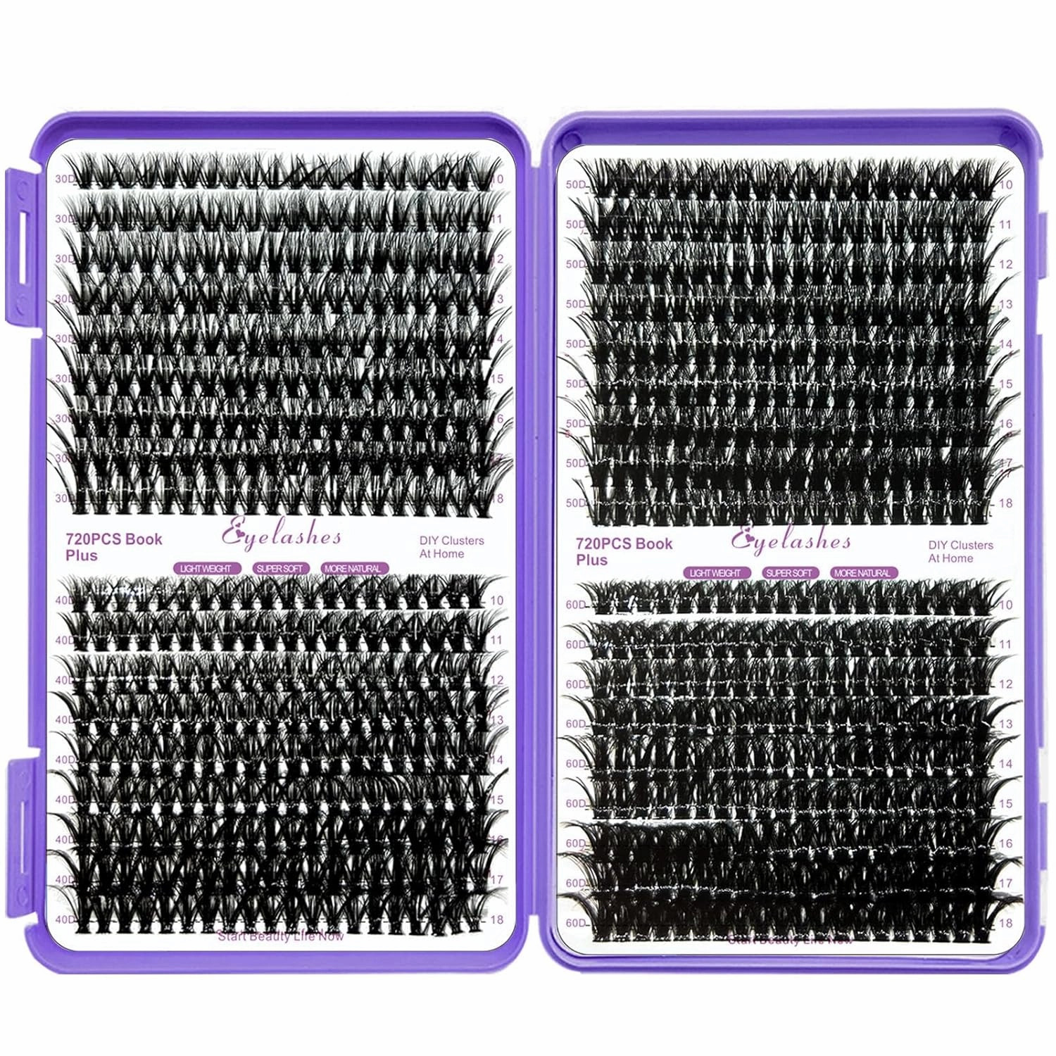 DIY Lash Extension Kit 840Pcs D Curl Individual Lash Clusters Eyelashes Extension Set with Mirror Lash Storage Box Lash Bond&Seal Glue Remover Tweezers Lash Brush Applicator