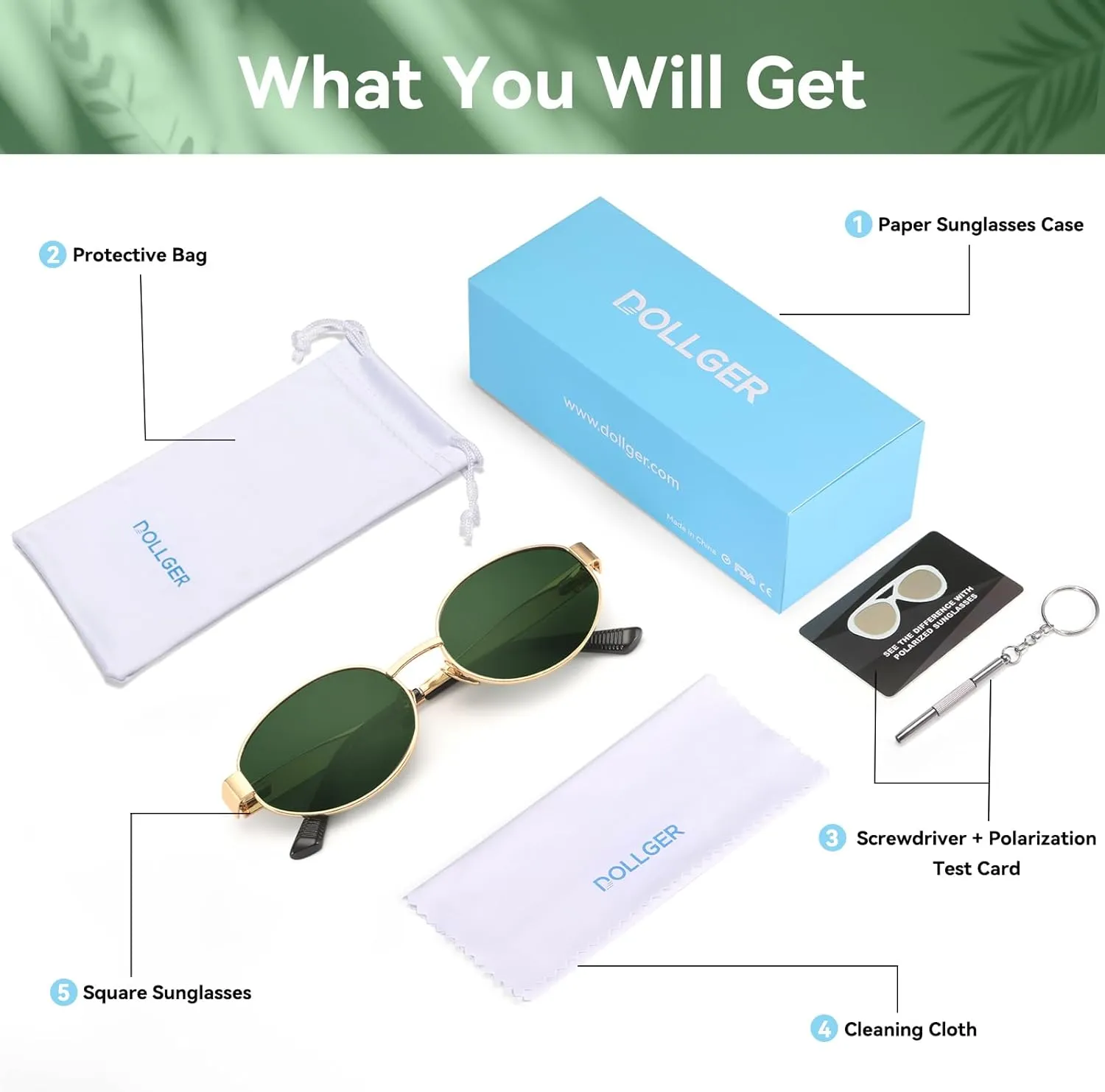 Dollger Retro Polarized Oval Sunglasses for Women Trendy Small Classic Designer Sunglasses Shades UV400 Protection
