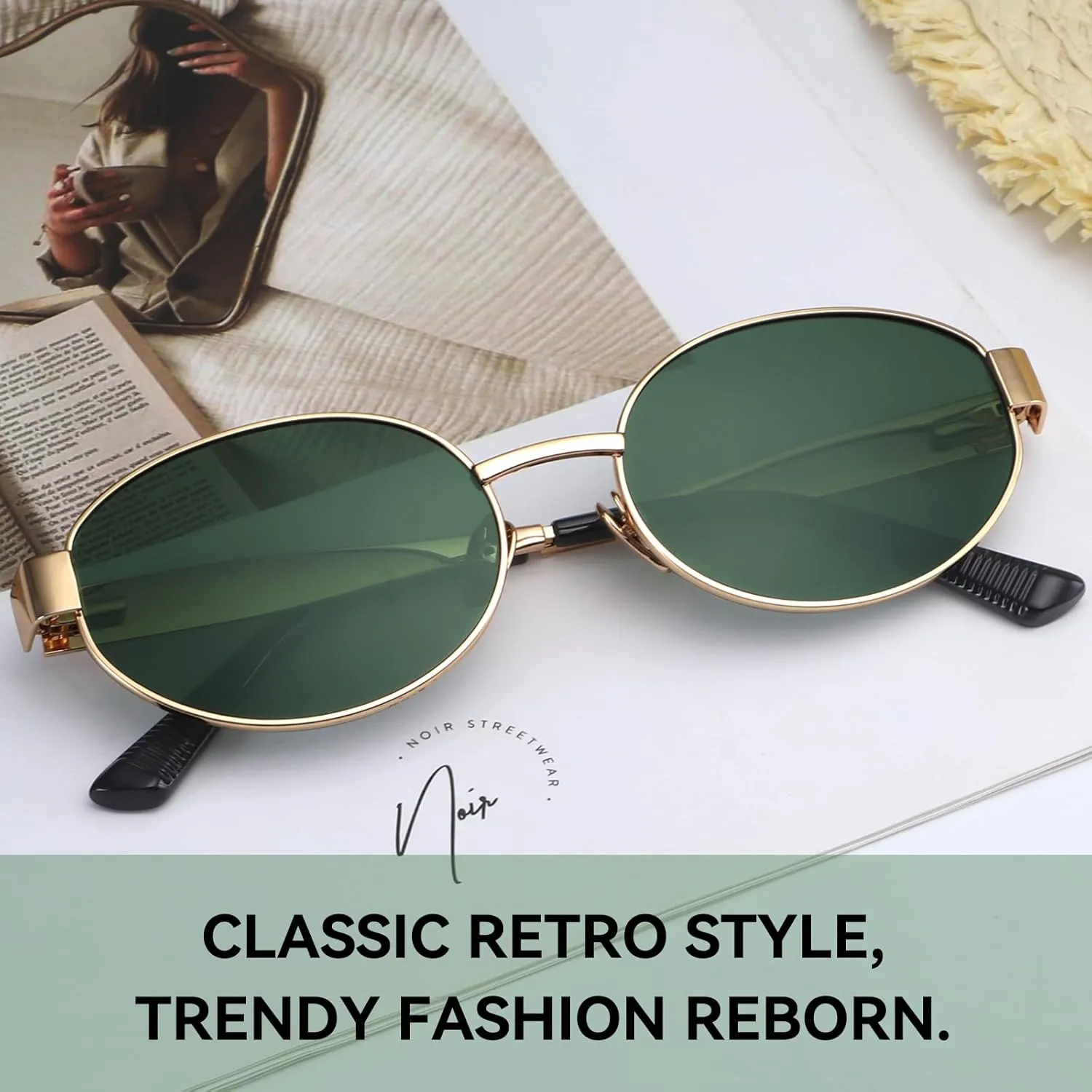 Dollger Retro Polarized Oval Sunglasses for Women Trendy Small Classic Designer Sunglasses Shades UV400 Protection