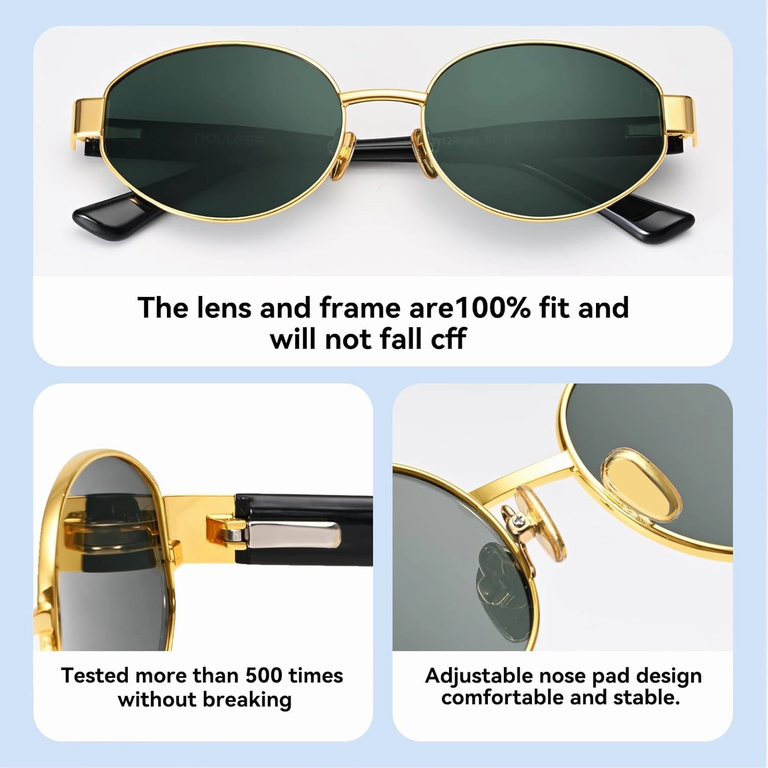 Dollger Polarized Oval Sunglasses for Women Trendy Small Gold Frame Retro Sunglasses Designer Shades UV400 Protection