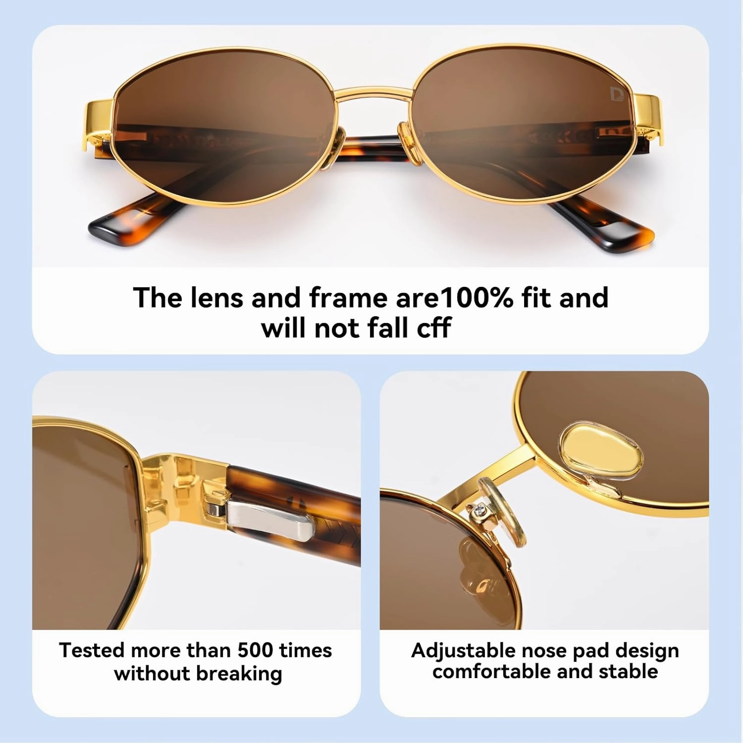 Dollger Polarized Oval Sunglasses for Women Trendy Small Gold Frame Retro Sunglasses Designer Shades UV400 Protection