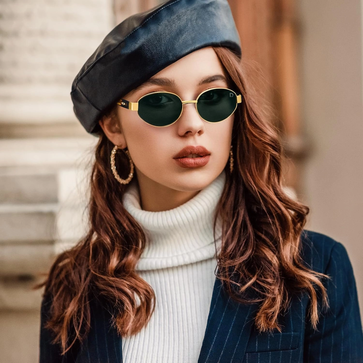 Dollger Polarized Oval Sunglasses for Women Trendy Small Gold Frame Retro Sunglasses Designer Shades UV400 Protection