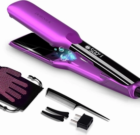 DORISILK 500 Degree High Temp Professional Hair Straightenr ， Ceramic Wide Flat Iron ，2 in 1 Hair Straightener and Curler，Plasma Flat Iron Hair Straightener Get Frizz-Free and Shiny (Purple)