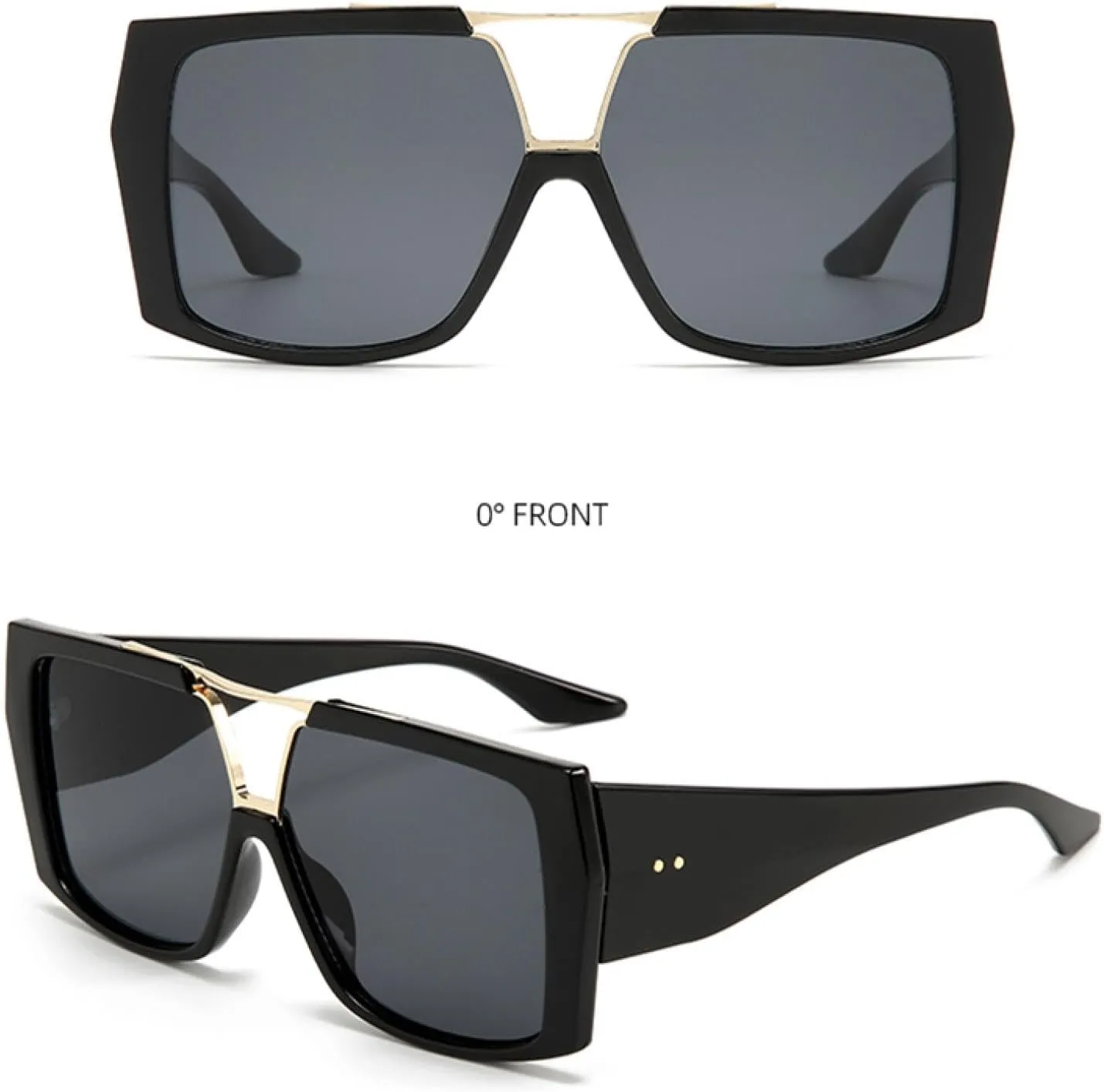 Double-beam Large-frame Metal Hybrid Sunglasses Are Both Slimming and Uv-protective.